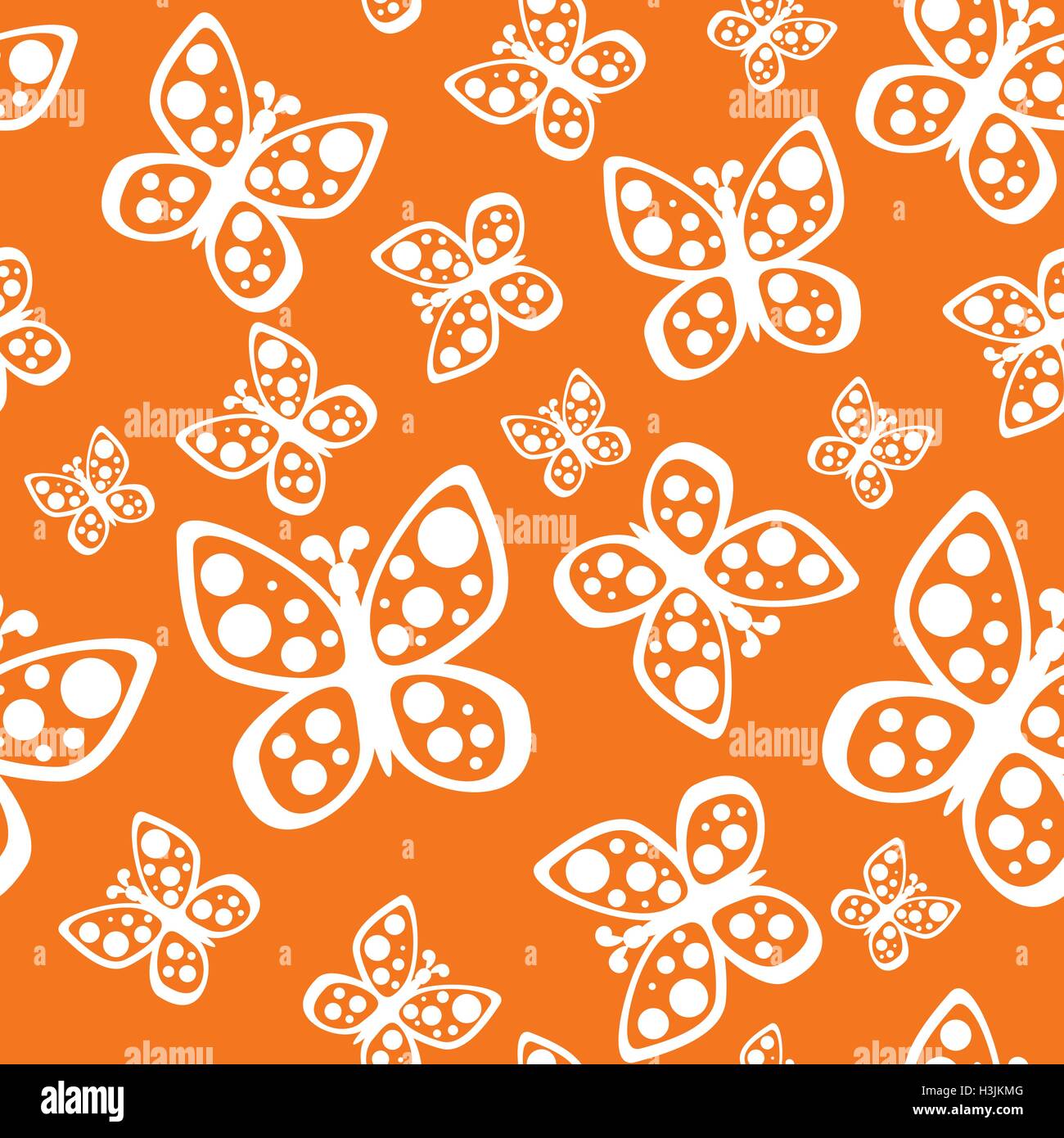Beautiful seamless butterflies pattern in orange and white colors Stock ...