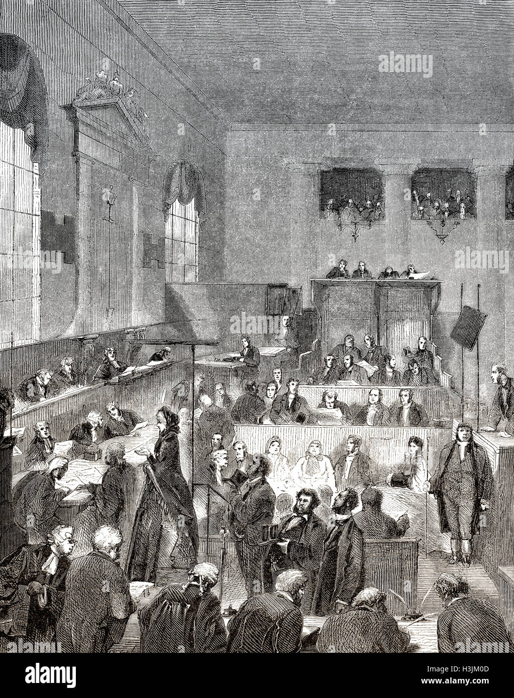 An Old Bailey trial, London, England, circa 1808 Stock Photo