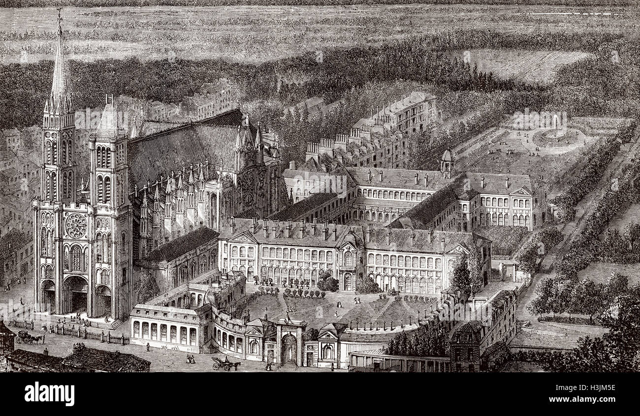 Maison d'éducation annex to Saint-Denis, forest of Saint-Germain-en-Laye, Camp des Loges, France, 19th century Stock Photo