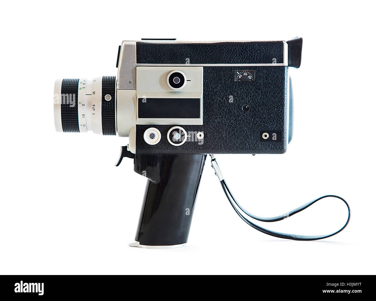 Vintage old video camera isolated on white Stock Photo