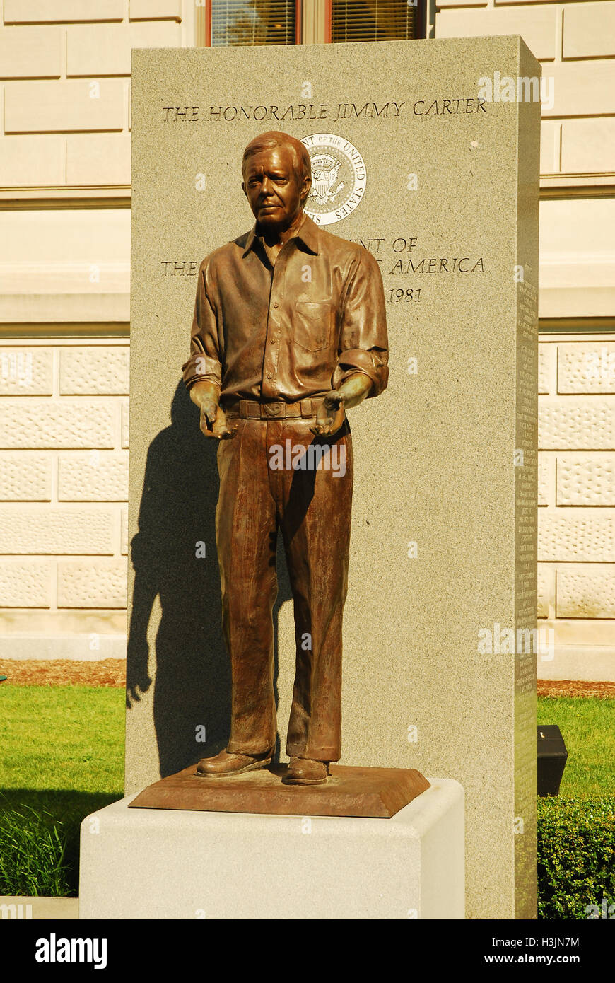 A statue of Jimmy Carter stands outside the Georgia State Capitol Building Stock Photo
