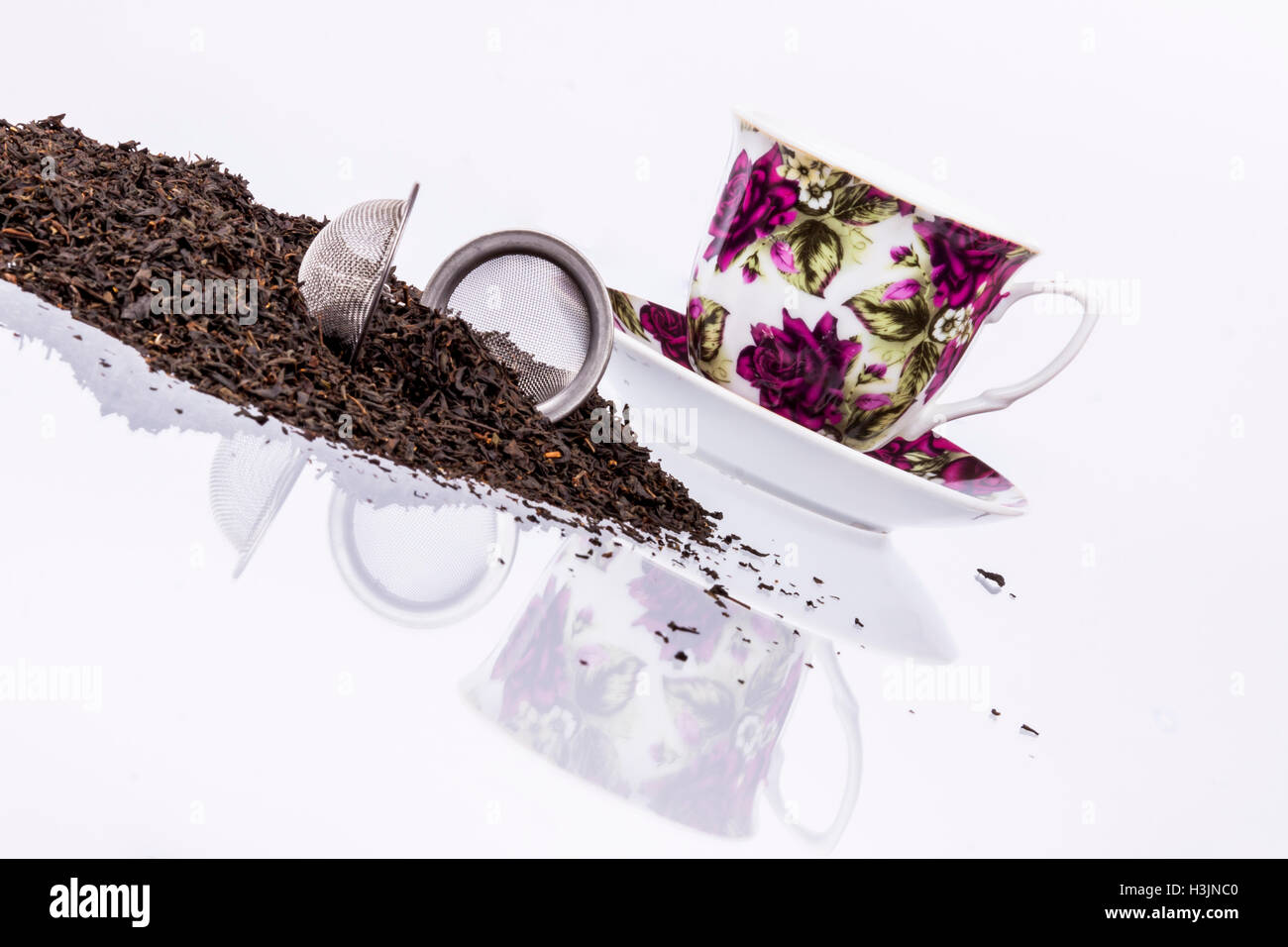 Cup, black tea on white background Stock Photo - Alamy