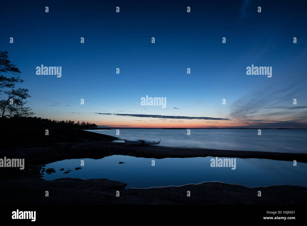 dusk at Bylandet island, Kirkkonummi, Finland, Europe, EU Stock Photo