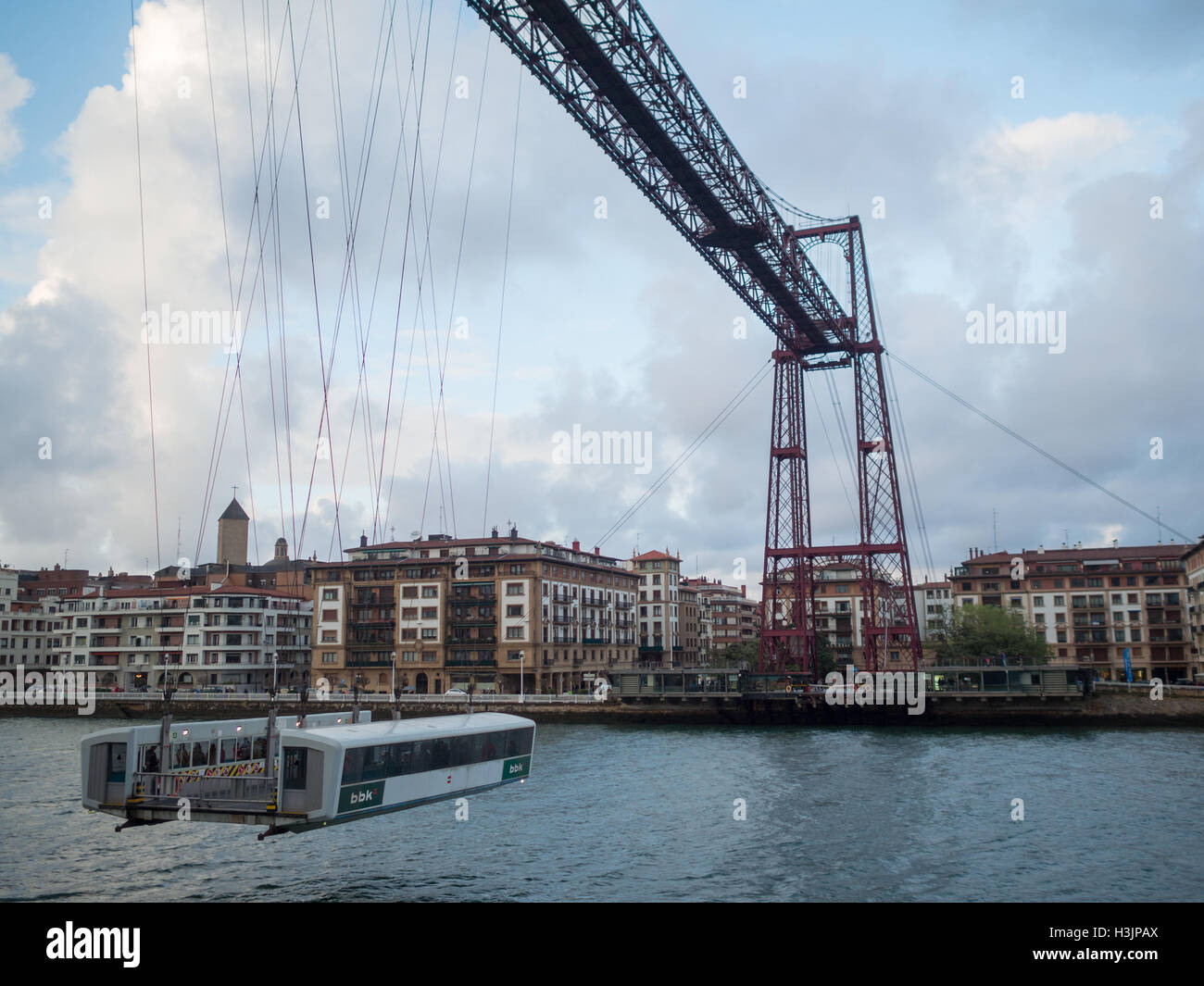 Vizcaya Bridge with Portugalete in background Stock Photo