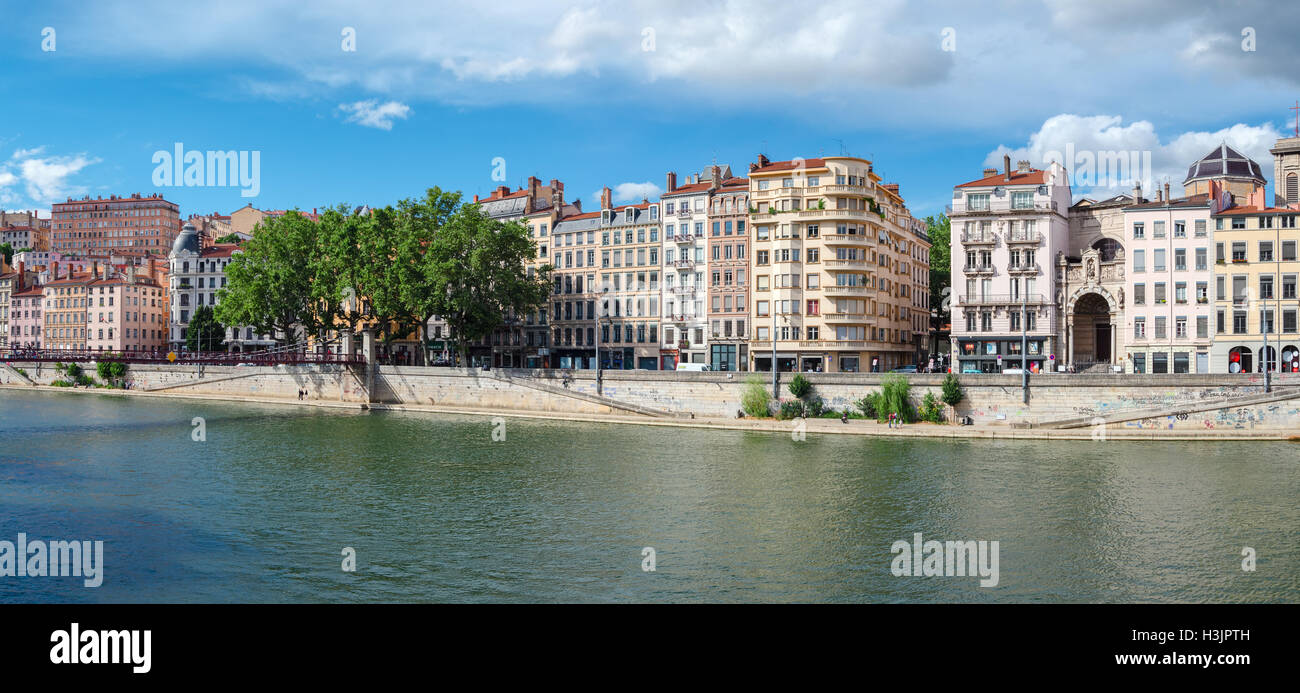 Lyon (France) old buildings in the historic city near river Saone Stock Photo