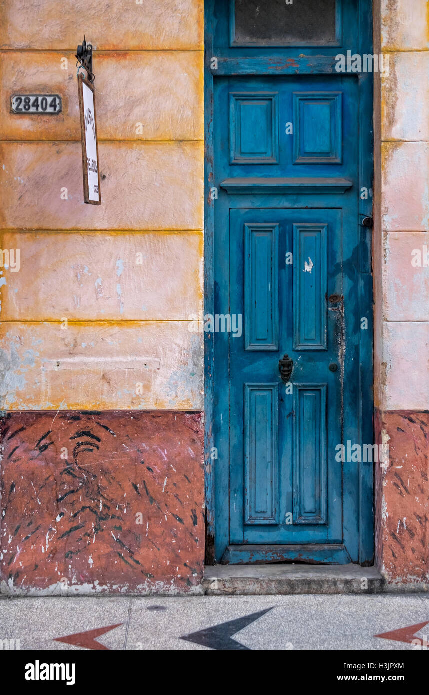 Cuban House Entrance Door, Matanzas, Matanzas Province, Cuba Stock Photo
