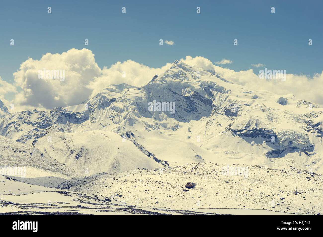 Mountain covered with snow landscape Stock Photo - Alamy