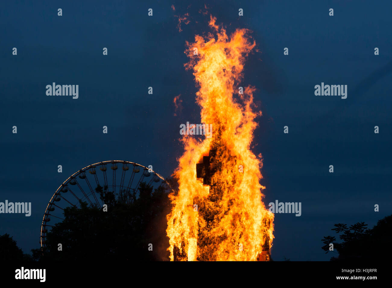'Burn Out Man' Festival Berlin Germany Stock Photo