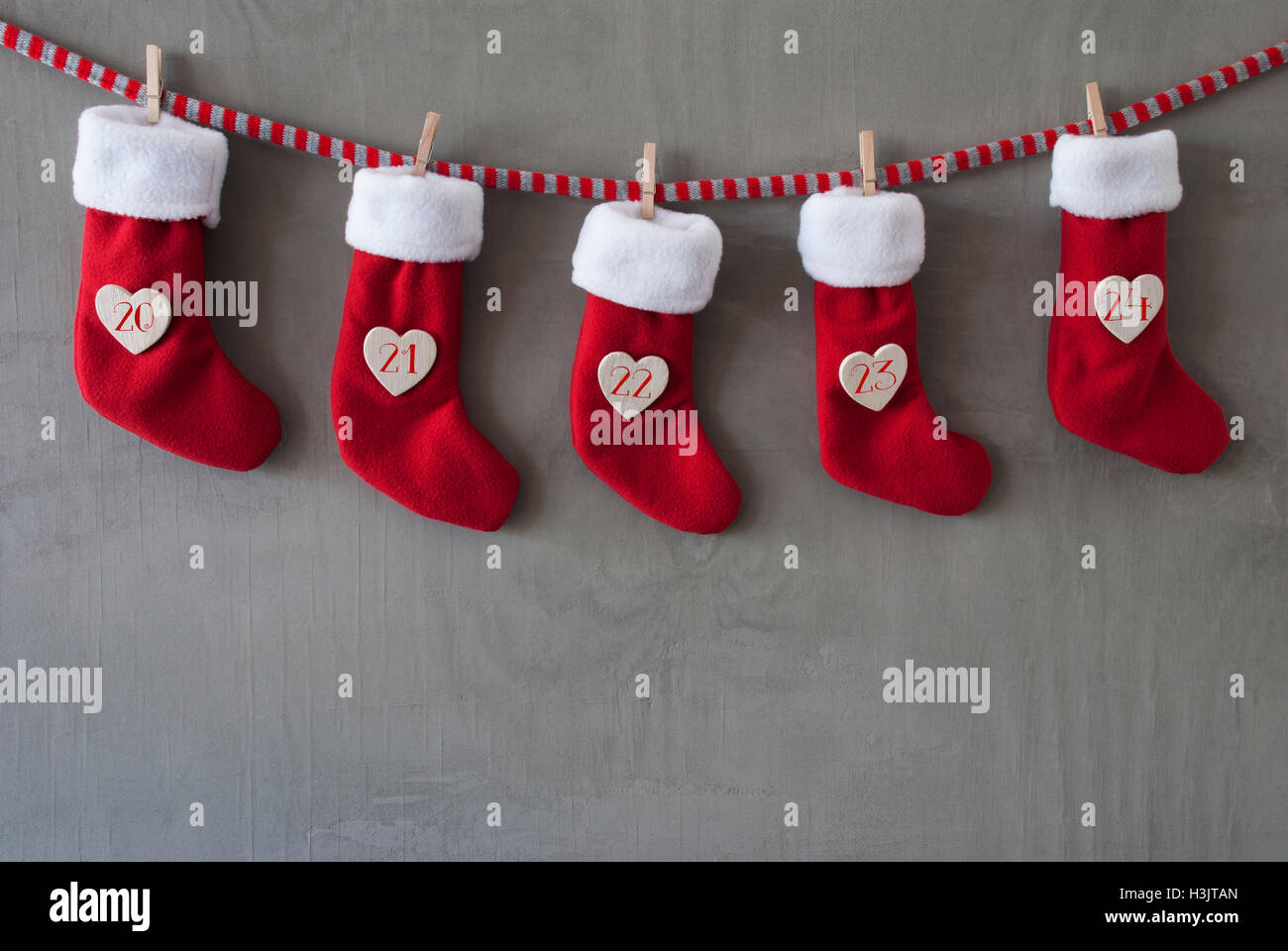 Nicholas Boots As Advent Calendar, Cement, Christmas Eve Stock Photo