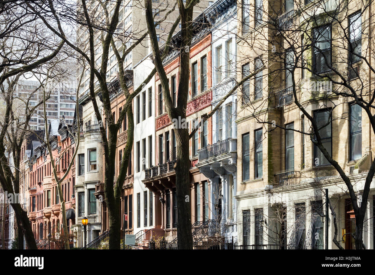 New York City block in the upper west side of Manhattan Stock Photo Alamy