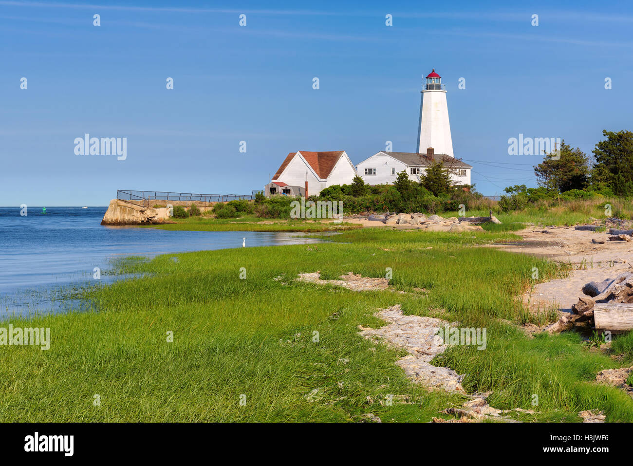 Lynde Point Lighthouse, Old Saybrook, Connecticut, USA Stock Photo