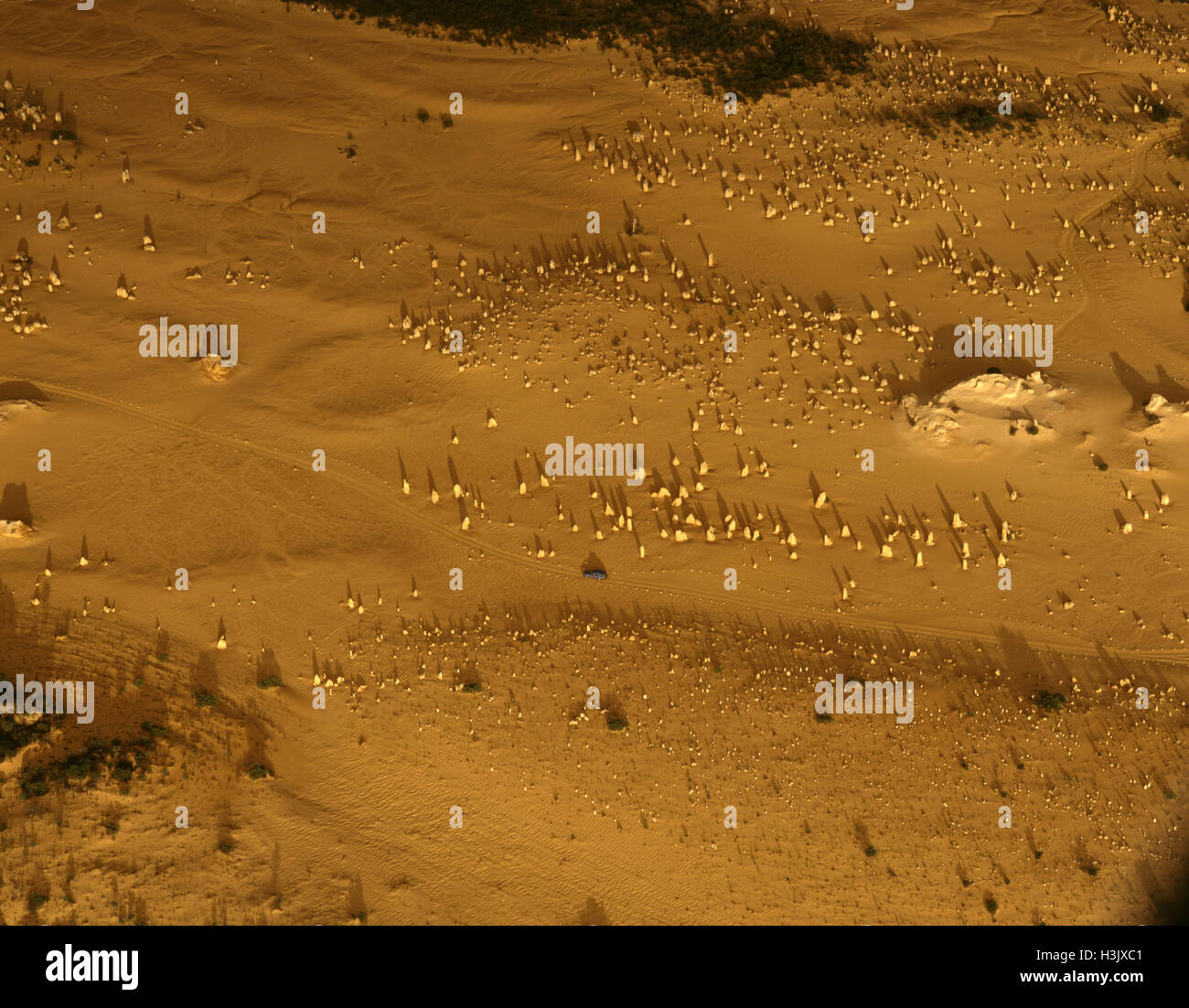 The Pinnacles Desert from the air. Stock Photo