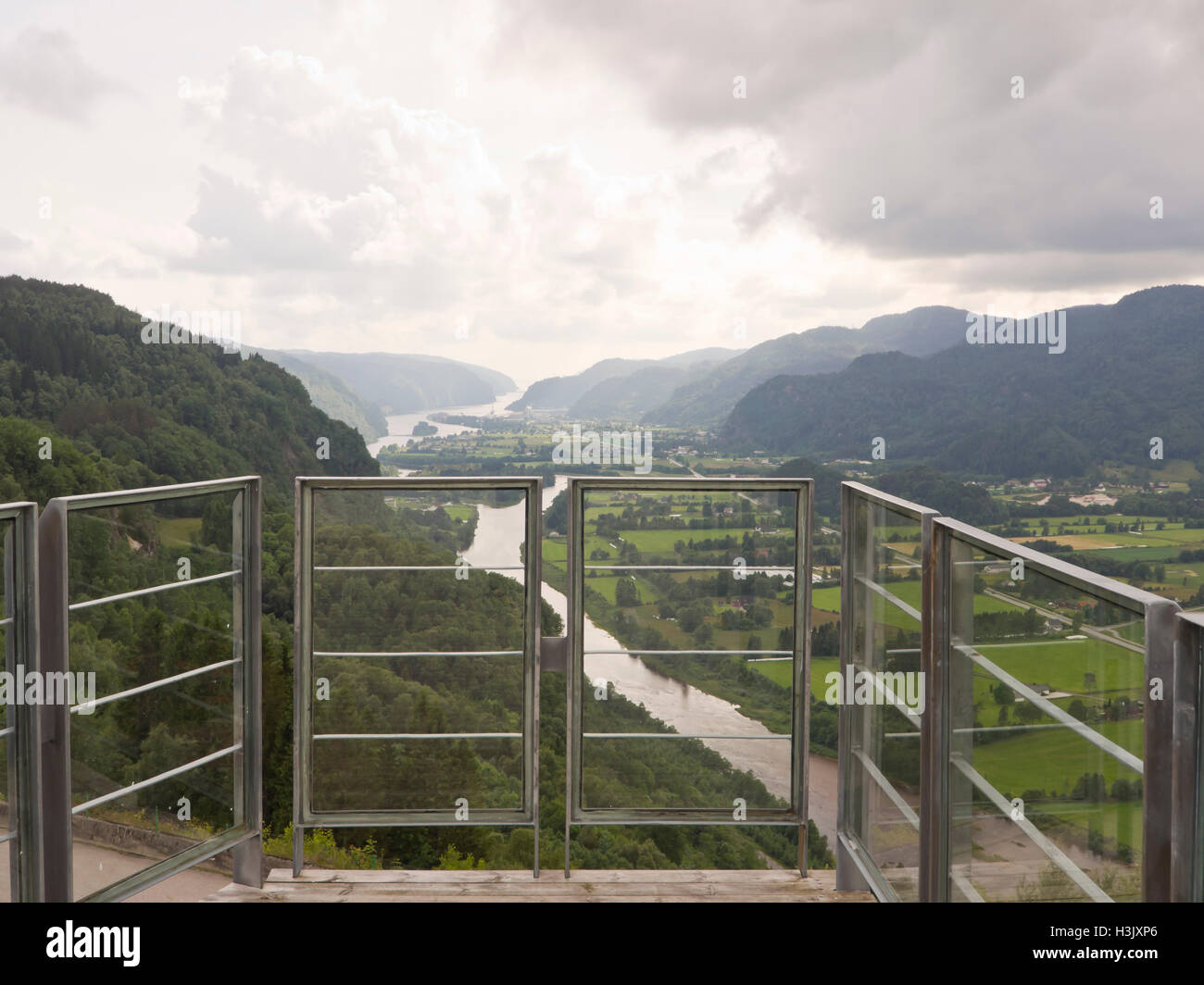 Panorama view of the river Kvina and the Feda fjord in Vest-Agder county  Norway from the Utsikten (Viewpoint) hotel Stock Photo - Alamy