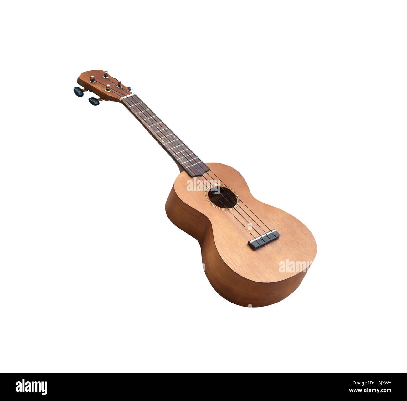 wood Ukulele guitar isolated Stock Photo