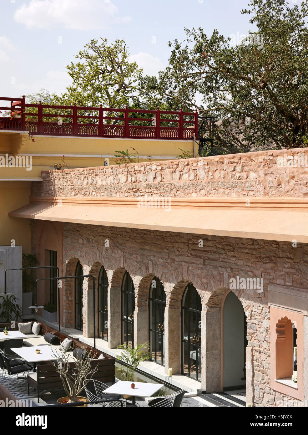 High level view. Baradari at City Palace, Jaipur, India. Architect