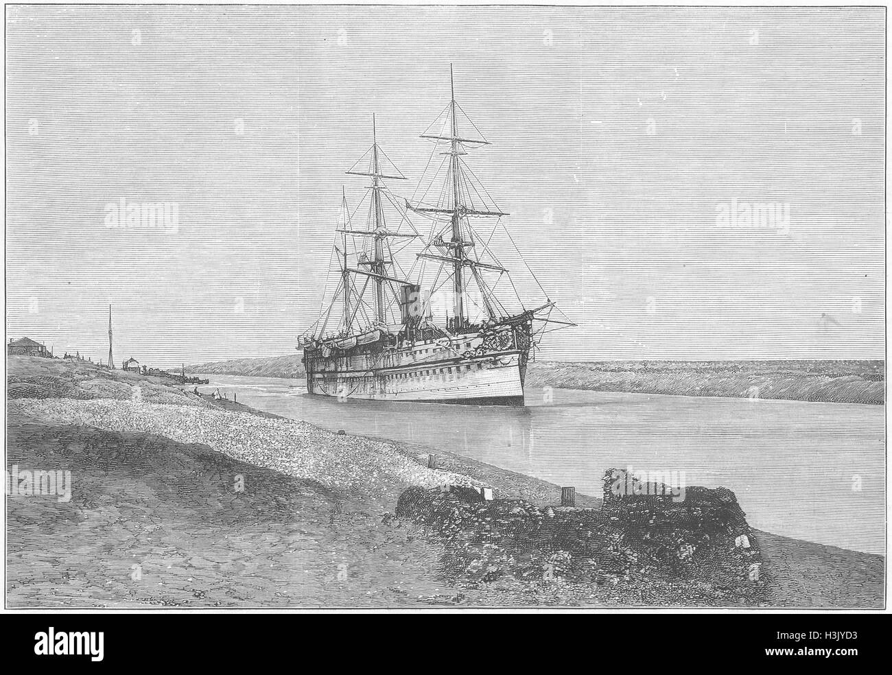 EGYPT Transport, Suez Canal 1882. Illustrated London News Stock Photo