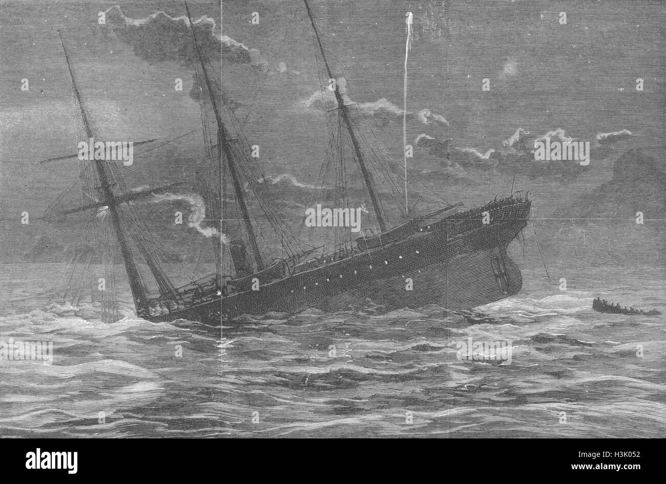 CAPE HANGKLIP Loss of Teuton-sinking ship 1881. The Graphic Stock Photo