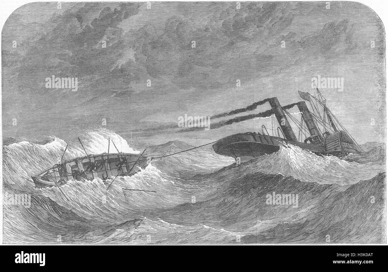 MERSEY Liverpool lifeboat accident, Lelia rescue 1865. Illustrated ...