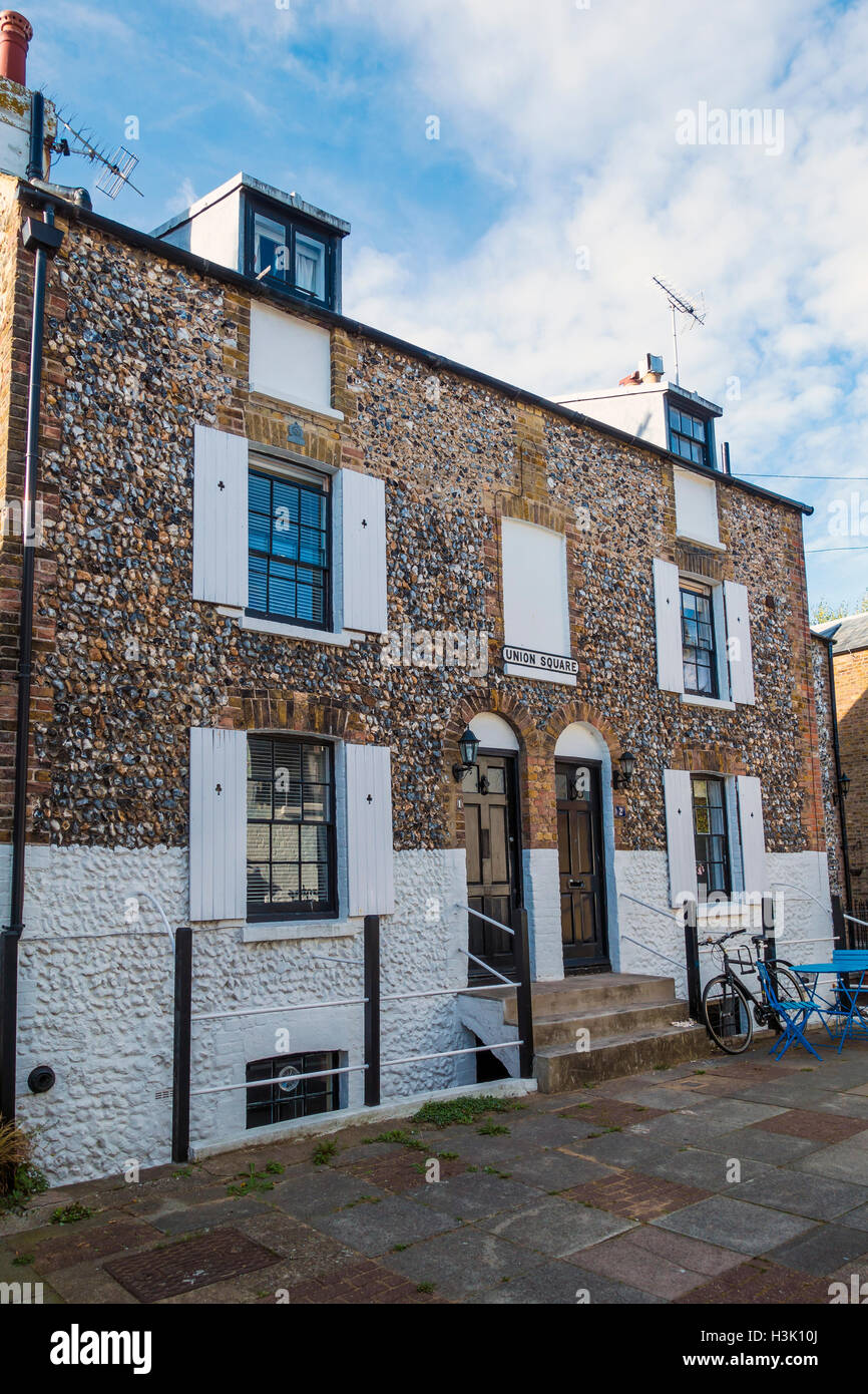 Flint Faced Fishermans Cottage Union Square Broadstairs Kent Stock