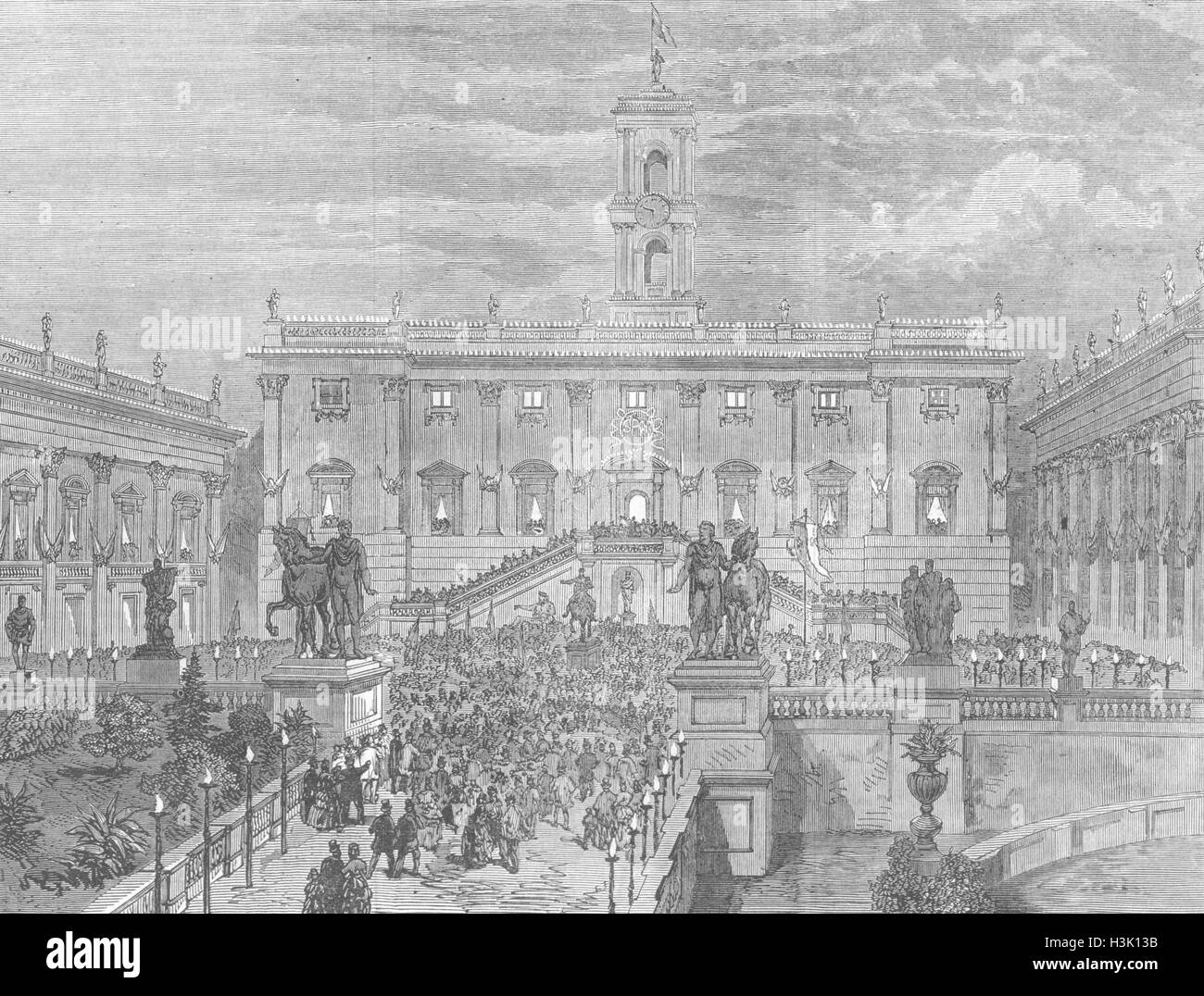 ROME Declaring Plebiscite, capitol of 1870. Illustrated London News Stock Photo