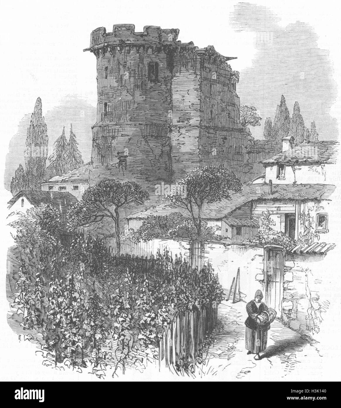 FRANCE Nord Ruins of the castle chateau of Ligny (Franco-Prussian war) 1870. Illustrated London News Stock Photo