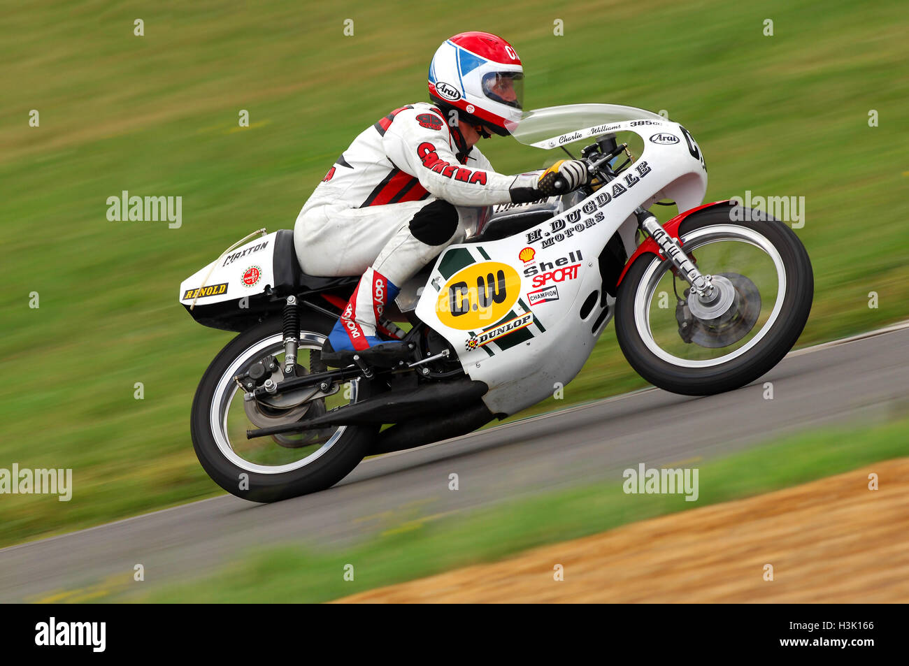 Alex George Tt Rider Ex-TT rider at Mallory Park heading to the Hairpin Stock Photo - Alamy