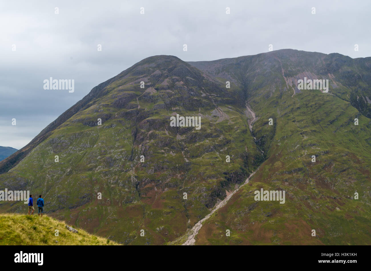 Aonach Eagach ridge above Loch Achtriochtan in Glencoe, Scotland Stock