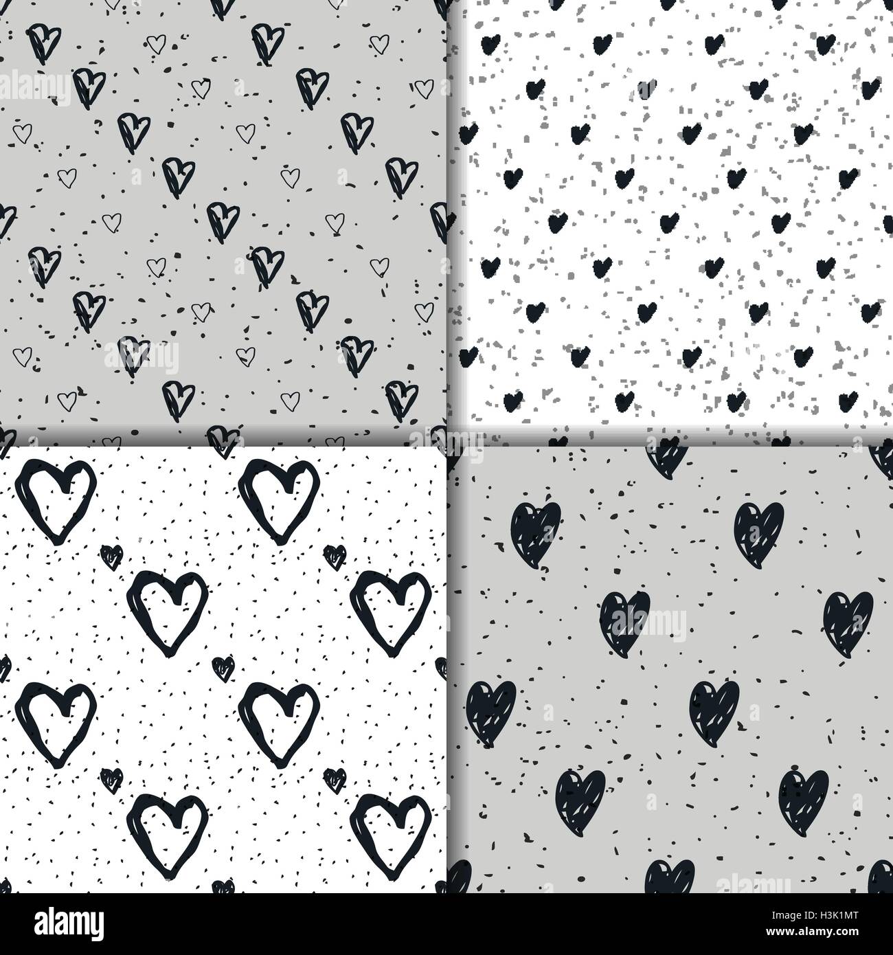 Doodle seamless pattern set with hearts Stock Vector Image & Art - Alamy