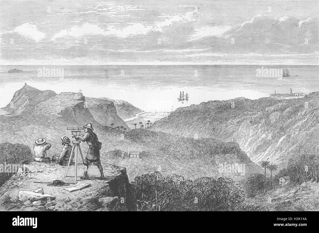 RODRIGUEZ ISLAND Triangulation, transit of Venus 1874. The Graphic Stock Photo