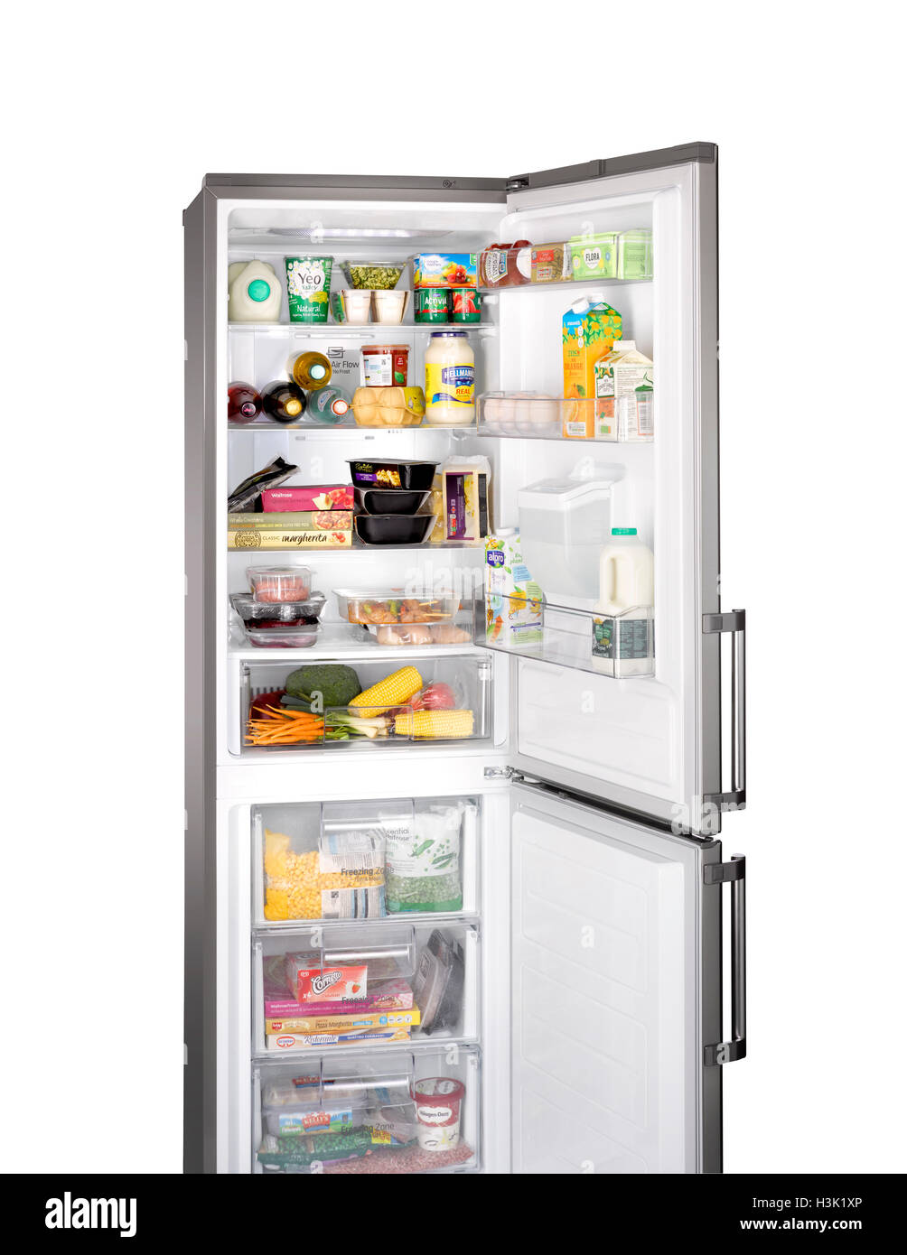 A cut out shot of an open fridge freezer Stock Photo