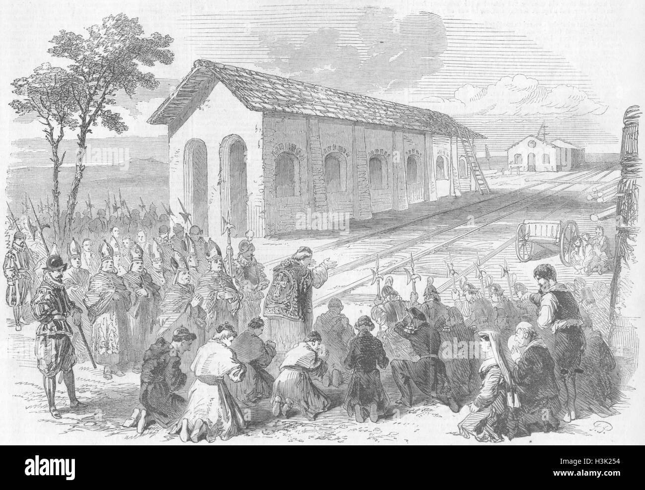 ITALY Civita Vecchia railway 1859. Illustrated Times Stock Photo