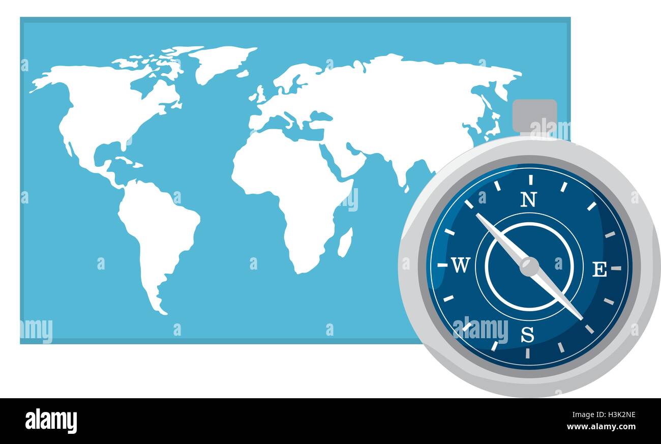 world map and compass Stock Vector Image & Art - Alamy