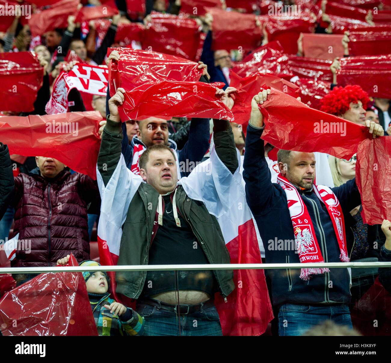 World  Cup  2018  Qualifiers - Poland vs Denmark on October 8, 2016 at the National Arena in Warsaw, Poland.  In the picture: spectators Stock Photo