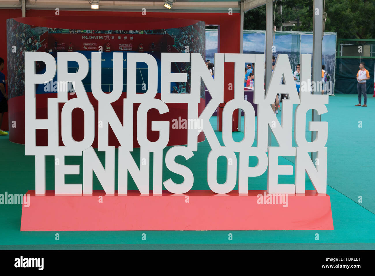 Sign of Hong Kong Tennis Open at Victoria Park in Hong Kong, China