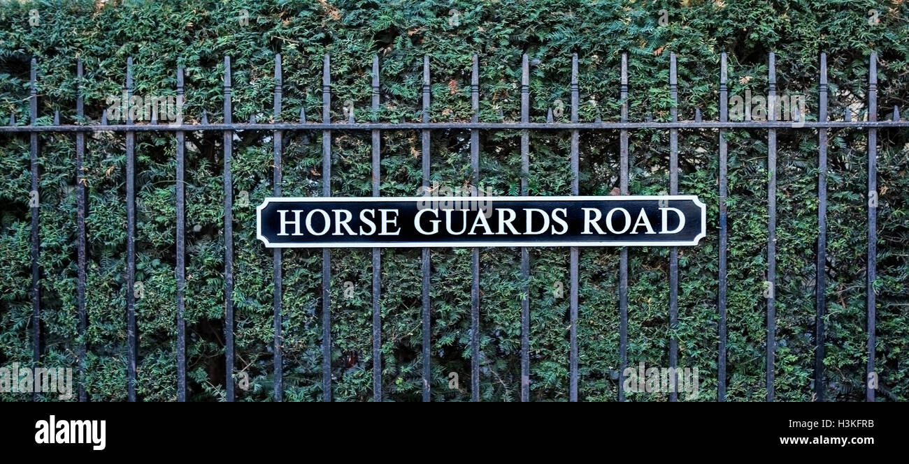 A street sign for Horse Guards Road in central London Stock Photo