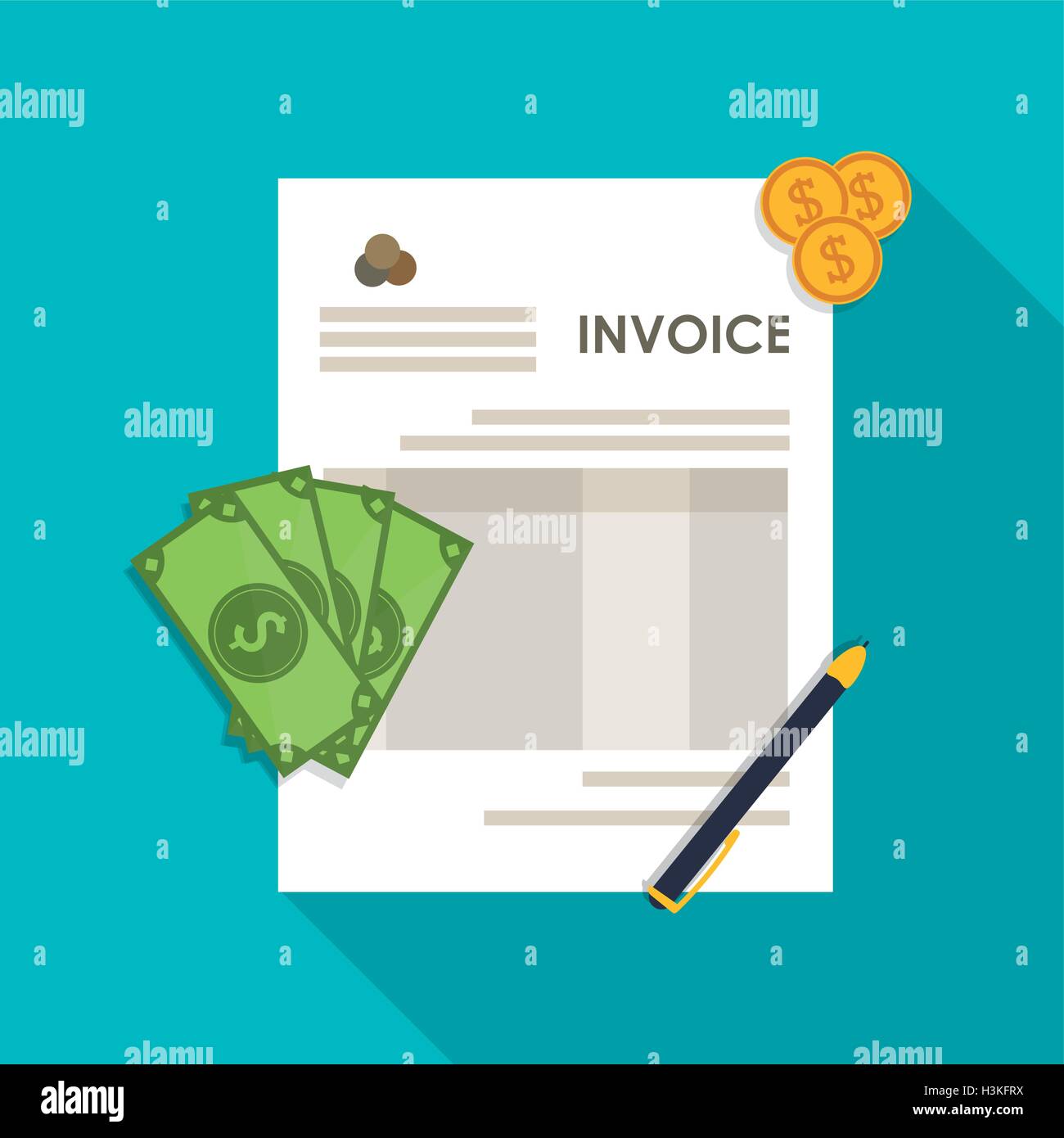 Invoice design. Money icon. Colorful illustration, vector Stock Vector ...