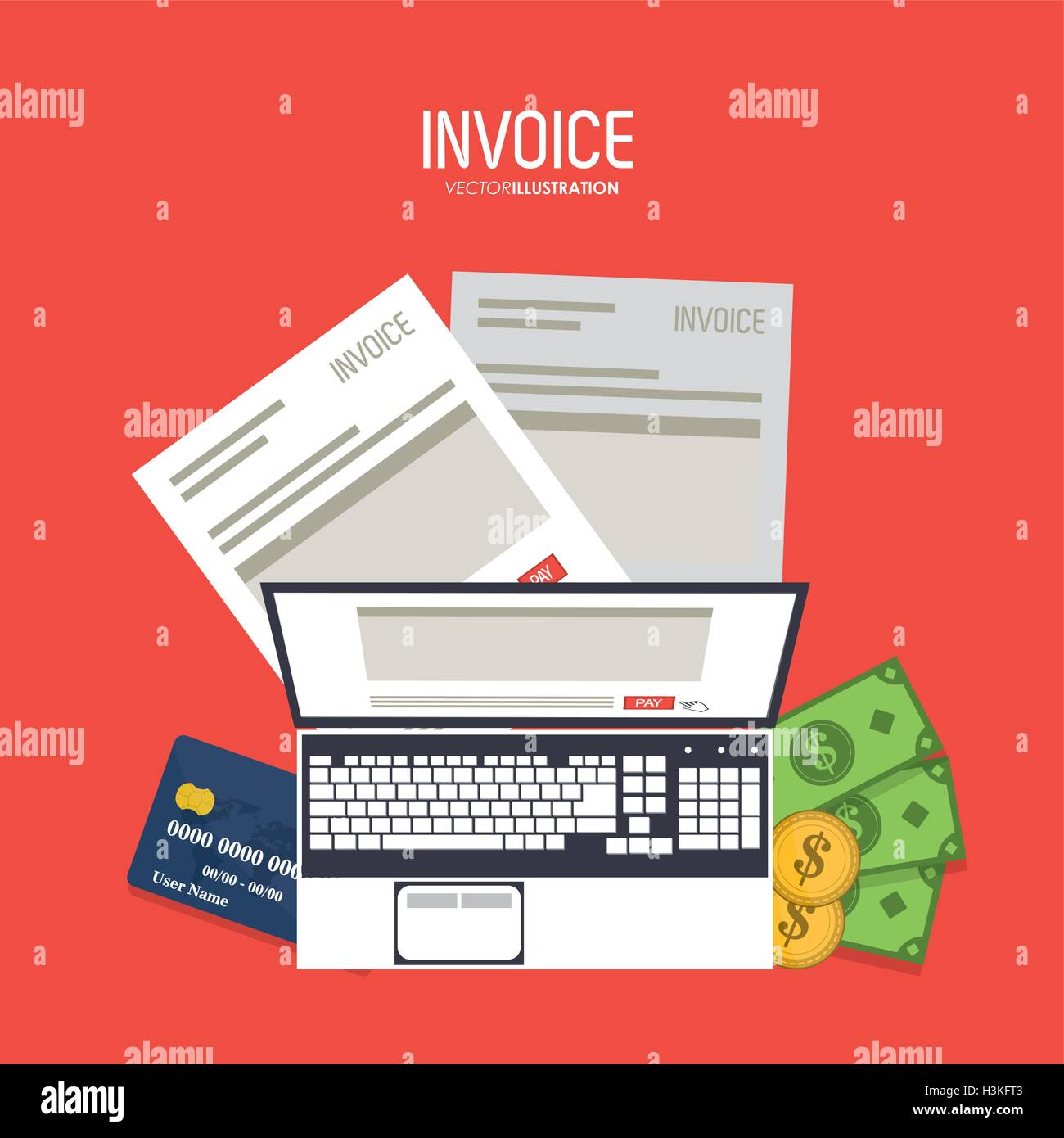 Invoice design. Money icon. Colorful illustration, vector Stock Vector ...