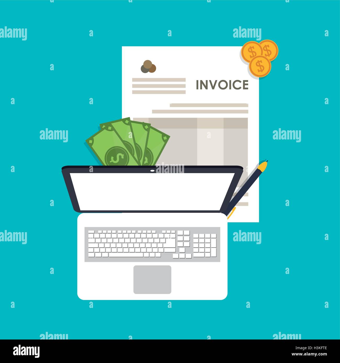 Invoice design. Money icon. Colorful illustration, vector Stock Vector ...