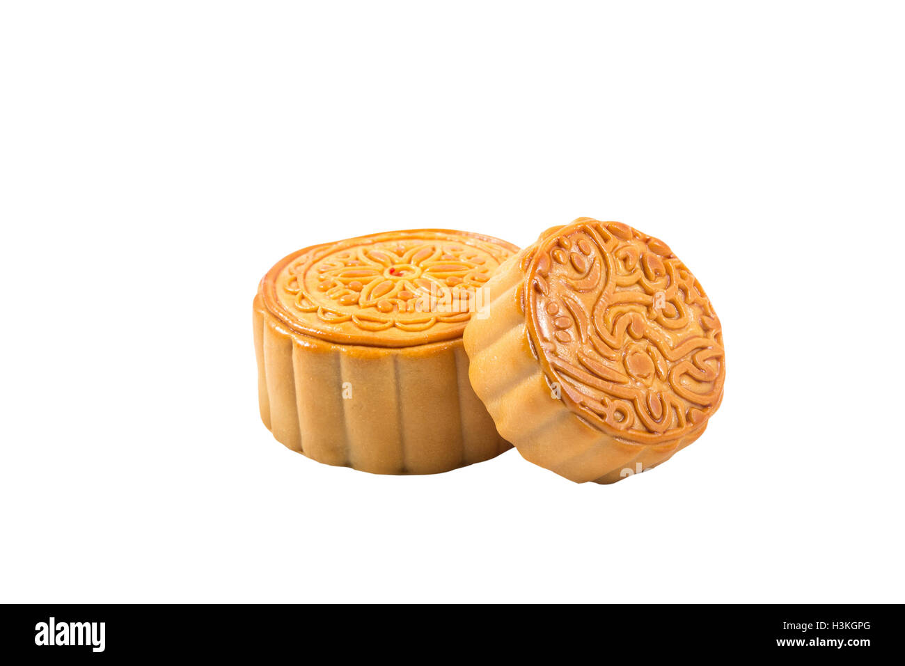 Mid-Autumn Festival moon cake on white background Stock Photo - Alamy