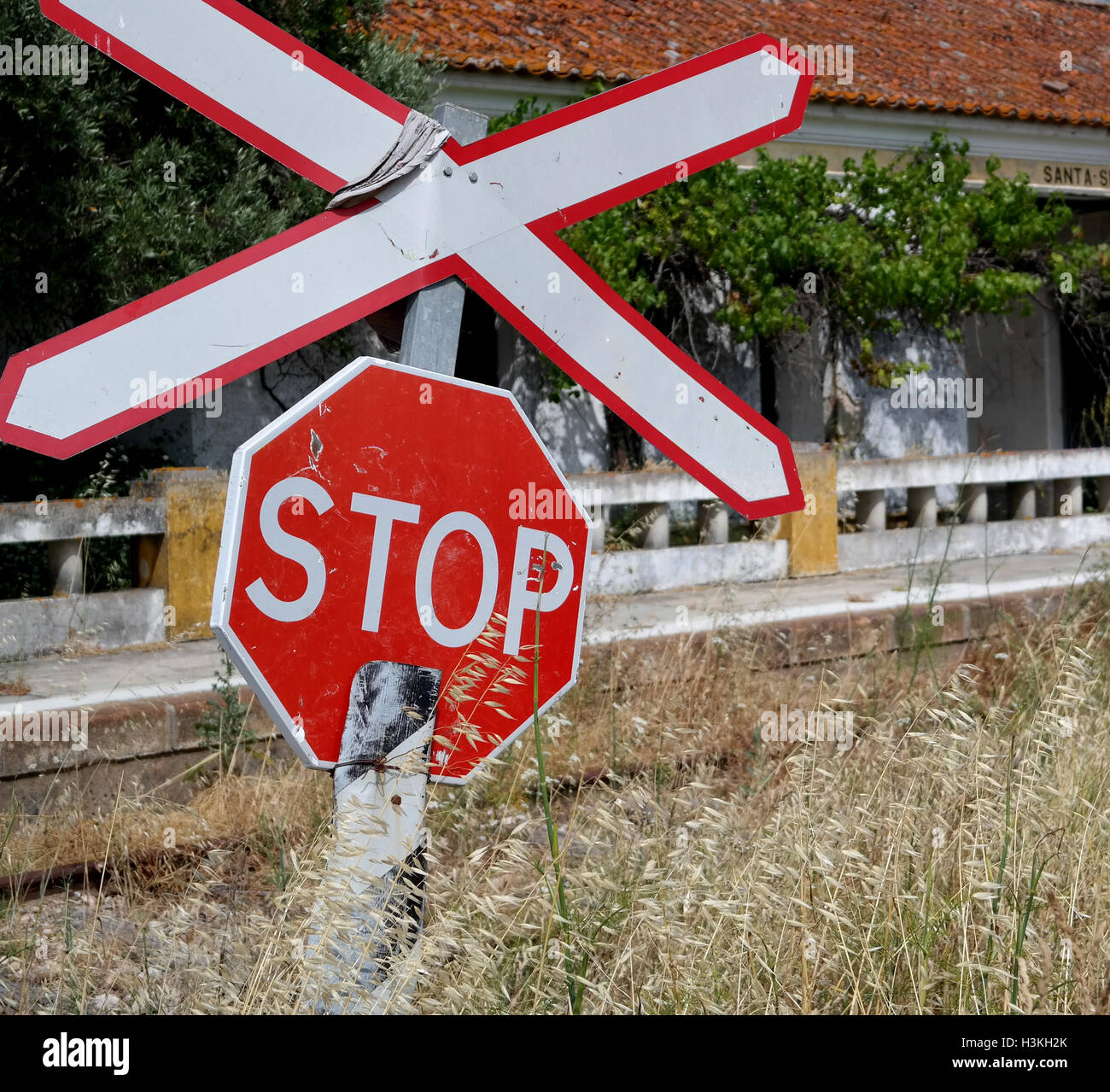 Stop sign in Portugal Stock Photo