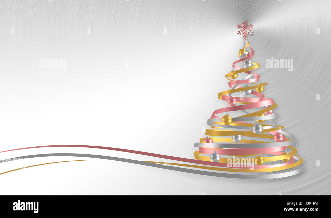Christmas Tree From White, Pink And Yellow Tapes Over Metal Background ...