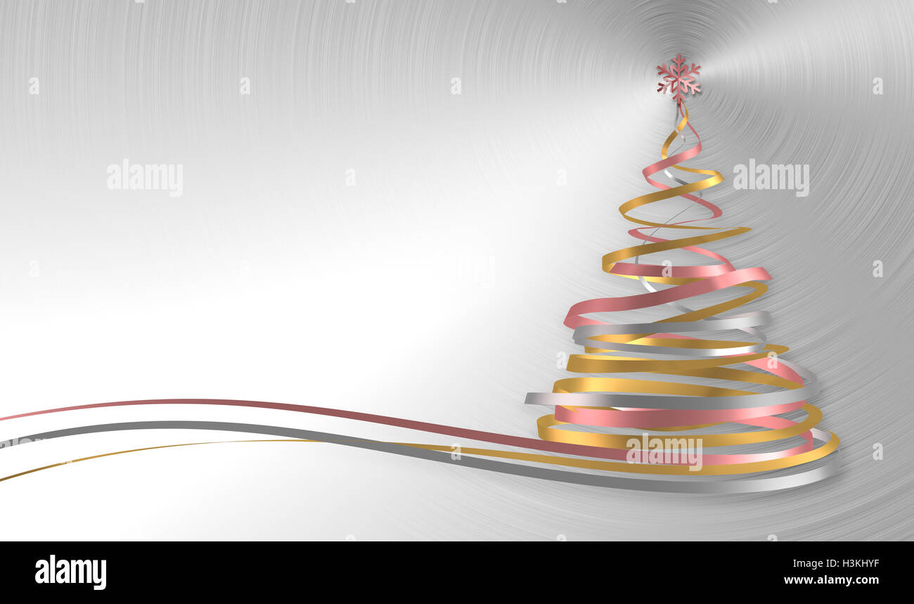 Christmas Tree From White, Pink And Yellow Tapes Over Metal Background ...