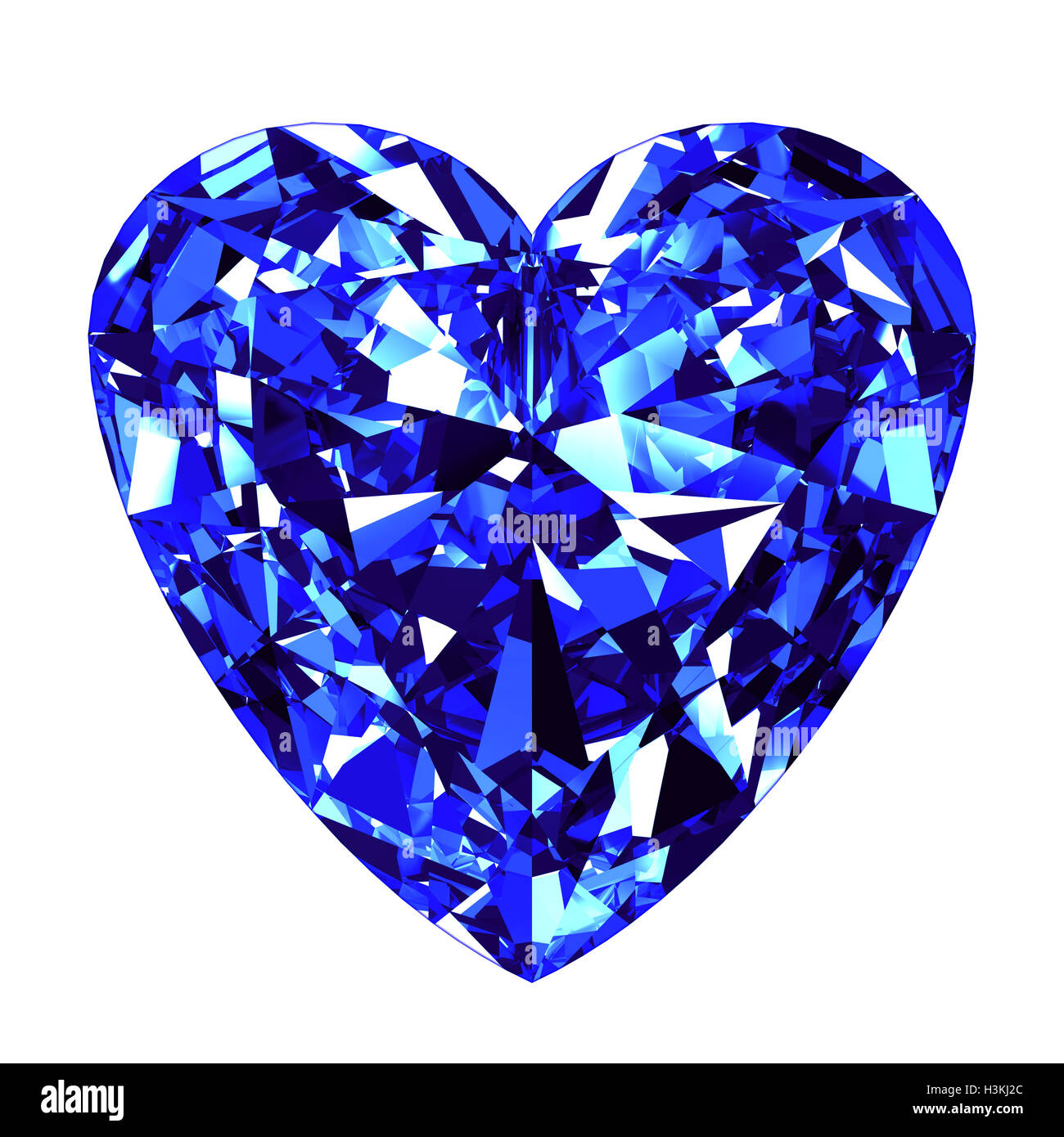 Sapphire Heart Cut Over White Background. 3D Illustration. Stock Photo