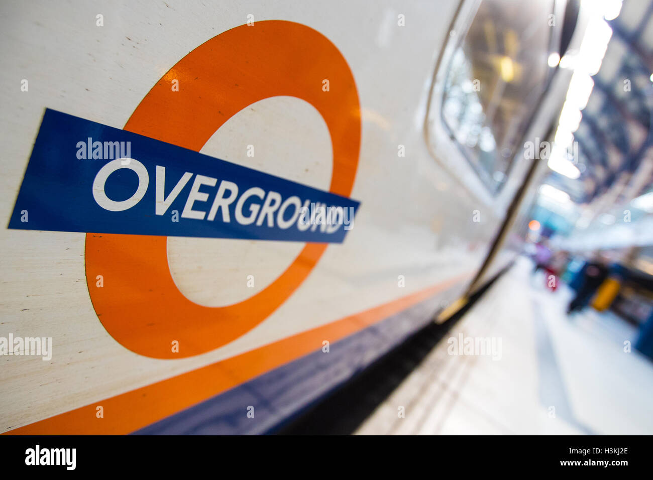 London Overground Railway Logo at Liverpool Street Station Stock Photo