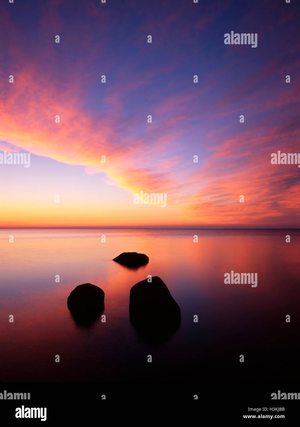 Sunset, Lake Superior, Duluth, Minnesota USA Stock Photo