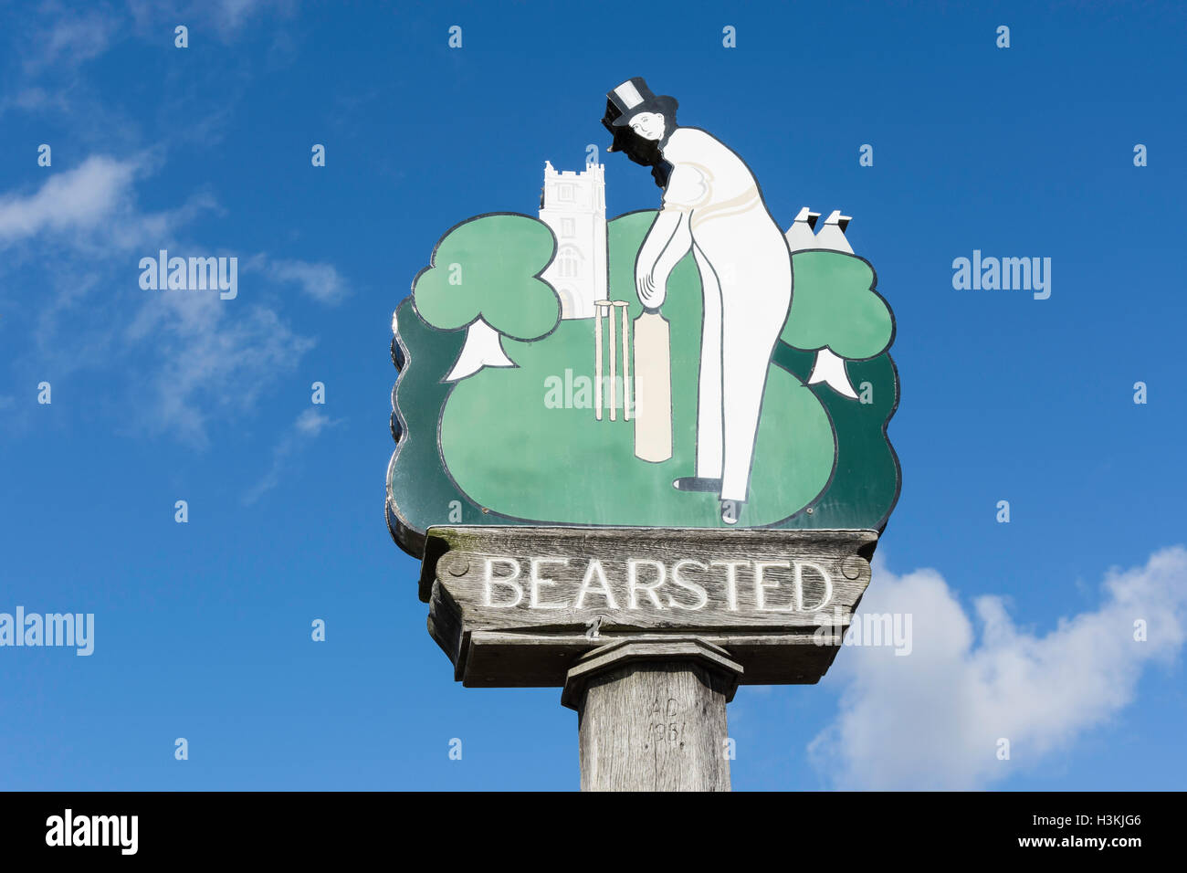 Village sign on The Green, Bearsted, Kent, England, United Kingdom Stock Photo