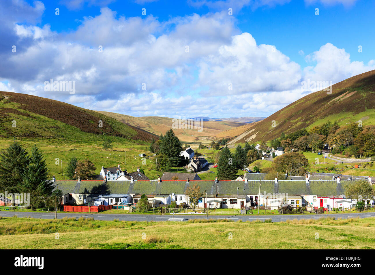 Village of Wanlockhead, Dumfrieshire, the highest village in Scotland, 1531 feet above sealevel, and famous for leadmining Stock Photo