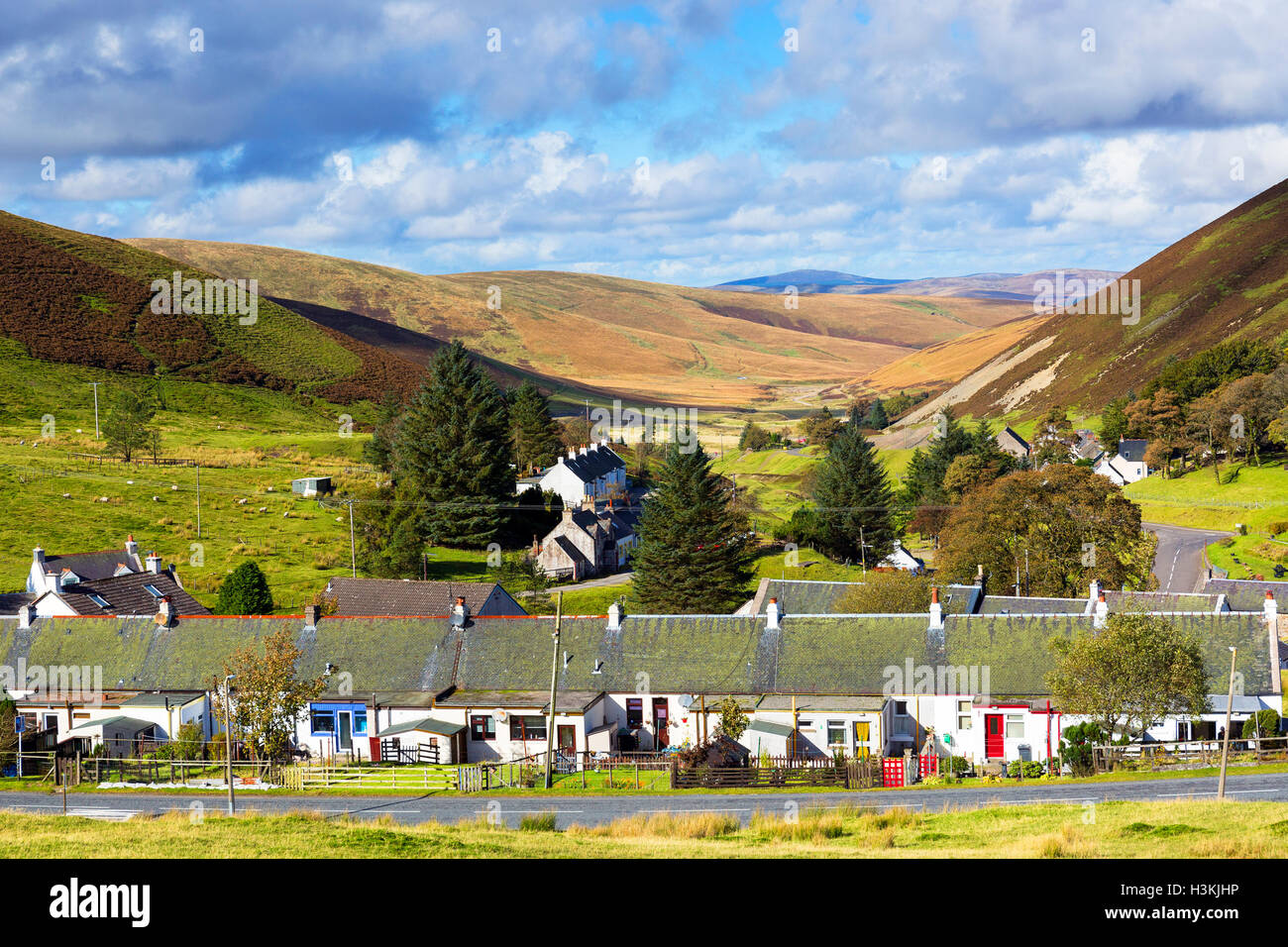 Village of Wanlockhead, Dumfrieshire, the highest village in Scotland, 1531 feet above sealevel, and famous for leadmining Stock Photo