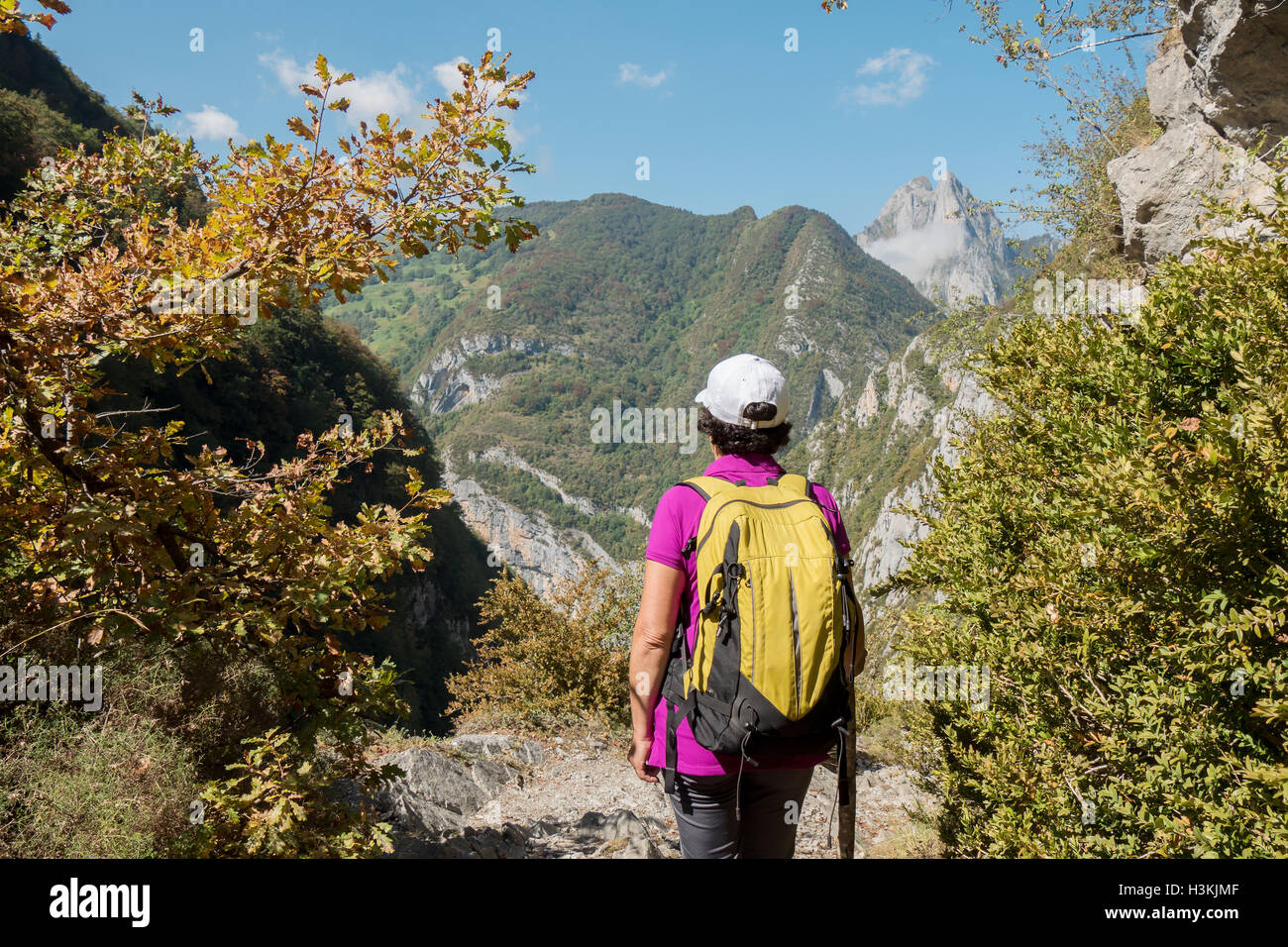 Mature female hiker trekking hi-res stock photography and images - Alamy