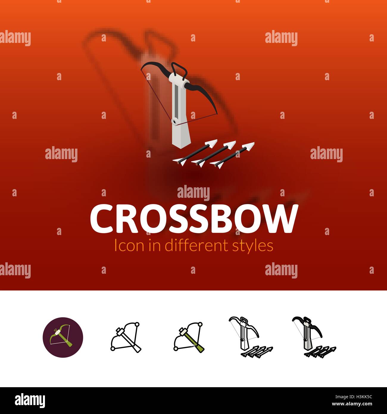 Crossbow icon in different style Stock Vector